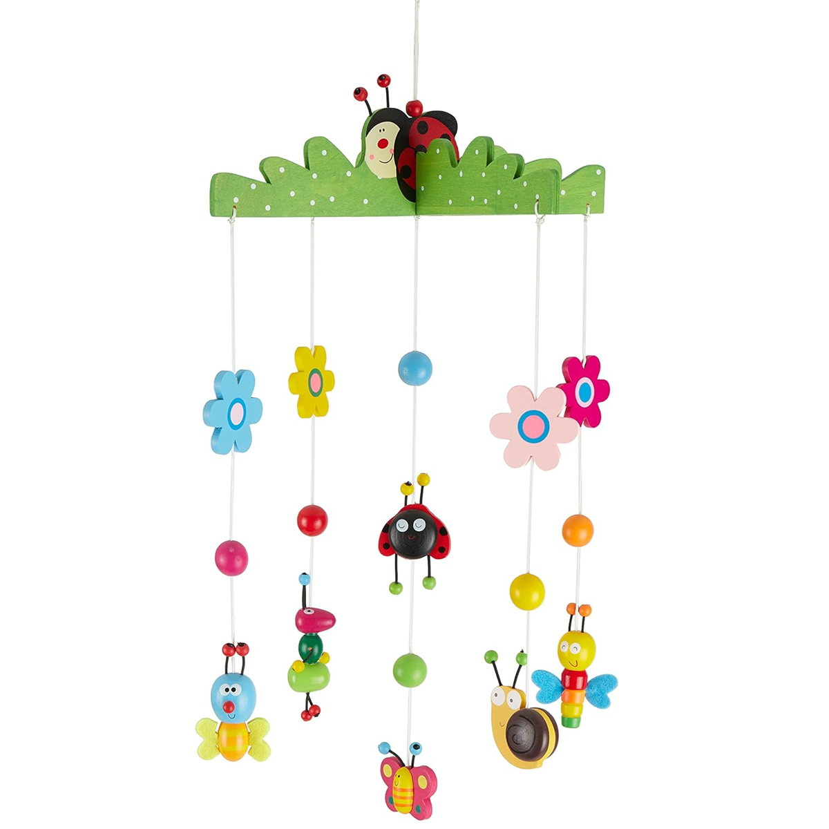 BIECO 3D Blumen und Insekten Mobile für Babybett, Holz, 26 x 39 cm
