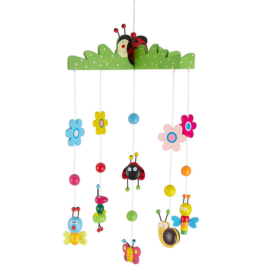 BIECO 3D Blumen und Insekten Mobile für Babybett, Holz, 26 x 39 cm