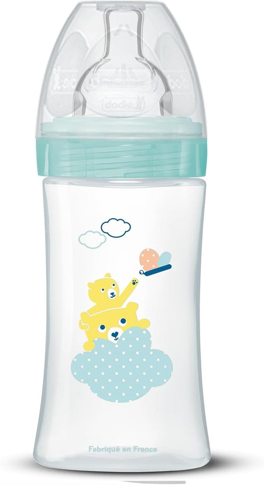 DODIE Sensation+ fľaša 270 ml, cumlík 2, stredný prietok, 0-6 m, MEDVEĎ a LEV