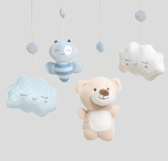 INTERBABY Spieluhr-Mobile für das Babybett BÄREN und WOLKEN