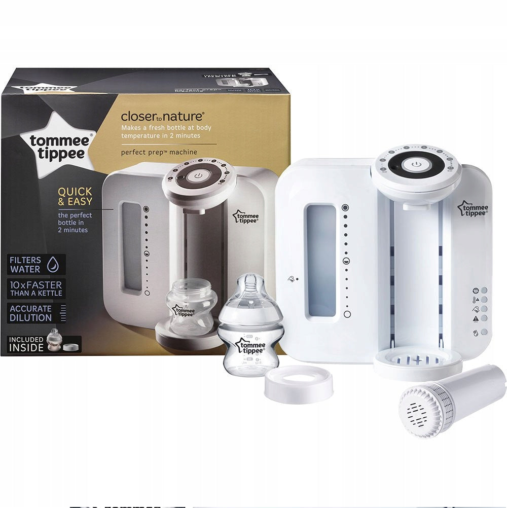 TOMMEE TIPPEE Perfect Prep EKSPRES DO MLEKA 2 min. biały podgrzewacz do mleka z filtrem i butelkami