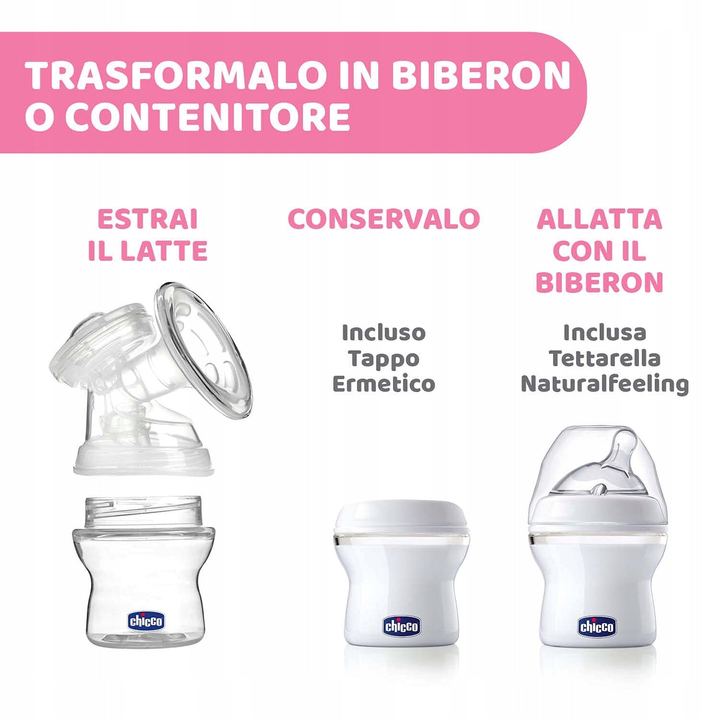 CHICCO Naturally laktator elektryczny różowy