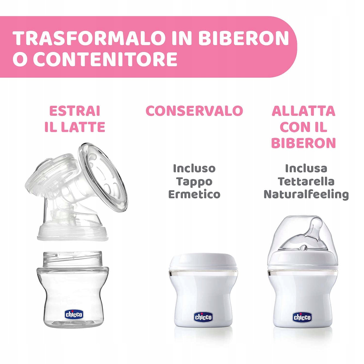 CHICCO Naturally laktator elektryczny różowy