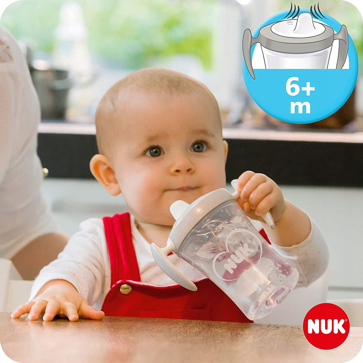 NUK zestaw do nauki picia kubek + 3 ustniki dla niemowląt 6m+, szczelny kubek treningowy 230 ml