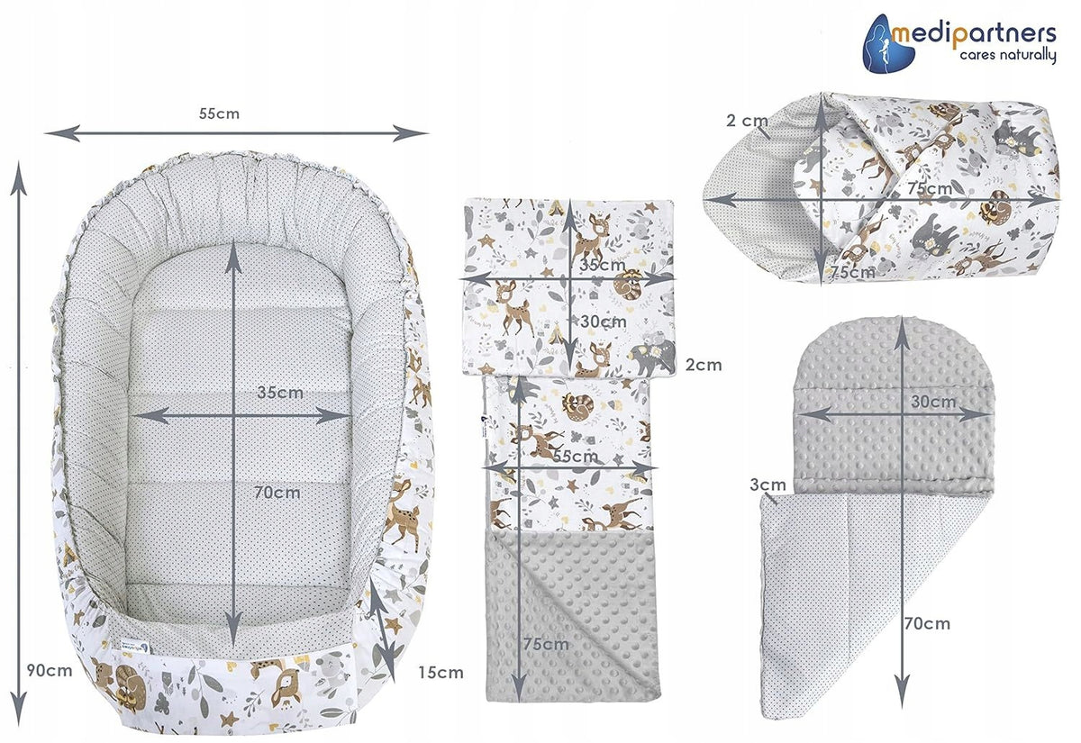 MEDIPARTNERS nest, insert, pillow, swaddle, blanket