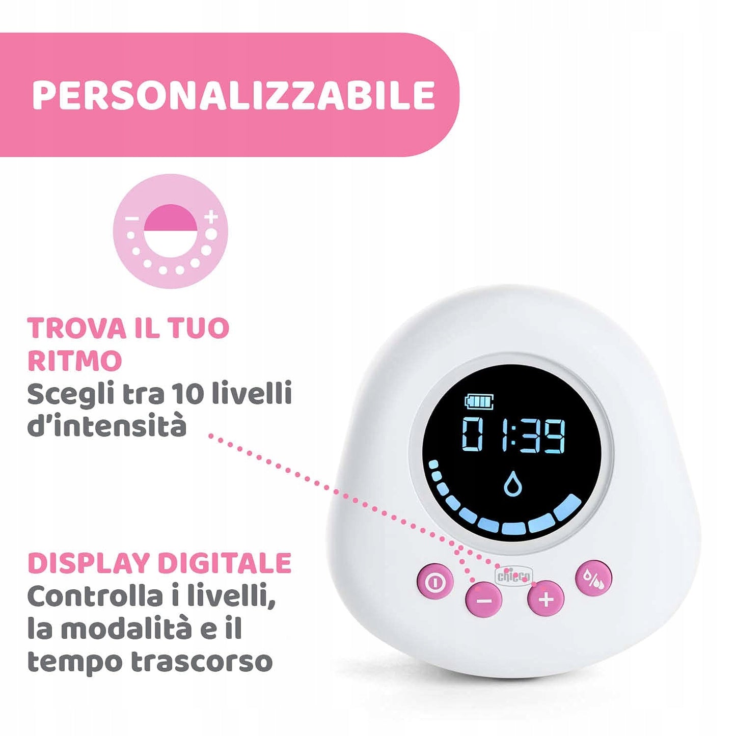 CHICCO Naturally laktator elektryczny różowy