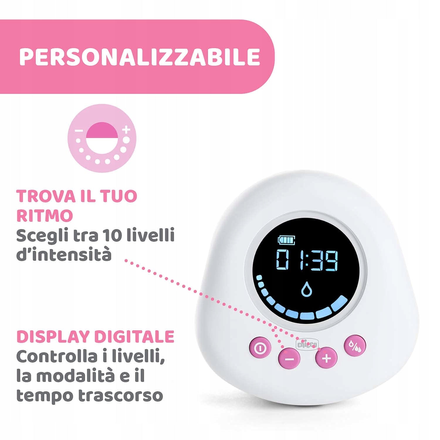CHICCO Naturally laktator elektryczny różowy