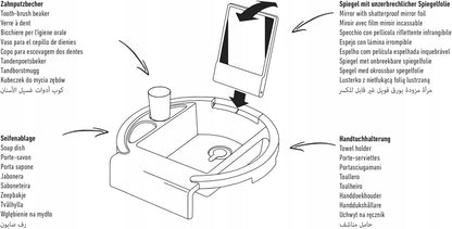 ROTHO Kiddy Wash Kinderwaschbecken mit bruchsicherem Spiegel und Becher