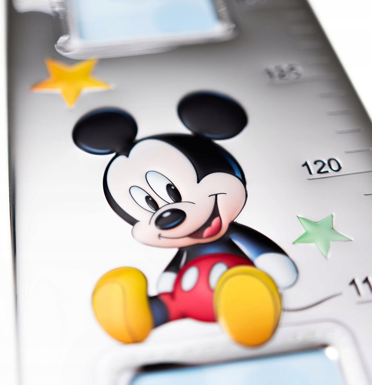 VALENTI Disney Myszka Mickey miarka wzrostu ze srebra i drewna 140 cm, srebrna miarka z Myszka Mickey
