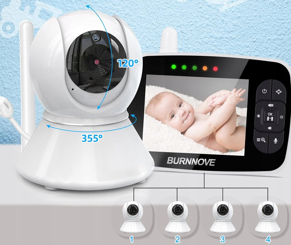 BURNNOVE SM35PTZ ferngesteuertes Babyphone 3,5"