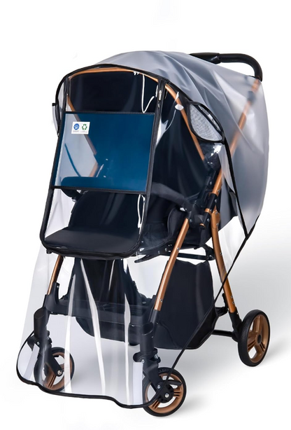 BEMECE Regenschutzfolie für Kinderwagen, universell, mit Fenster