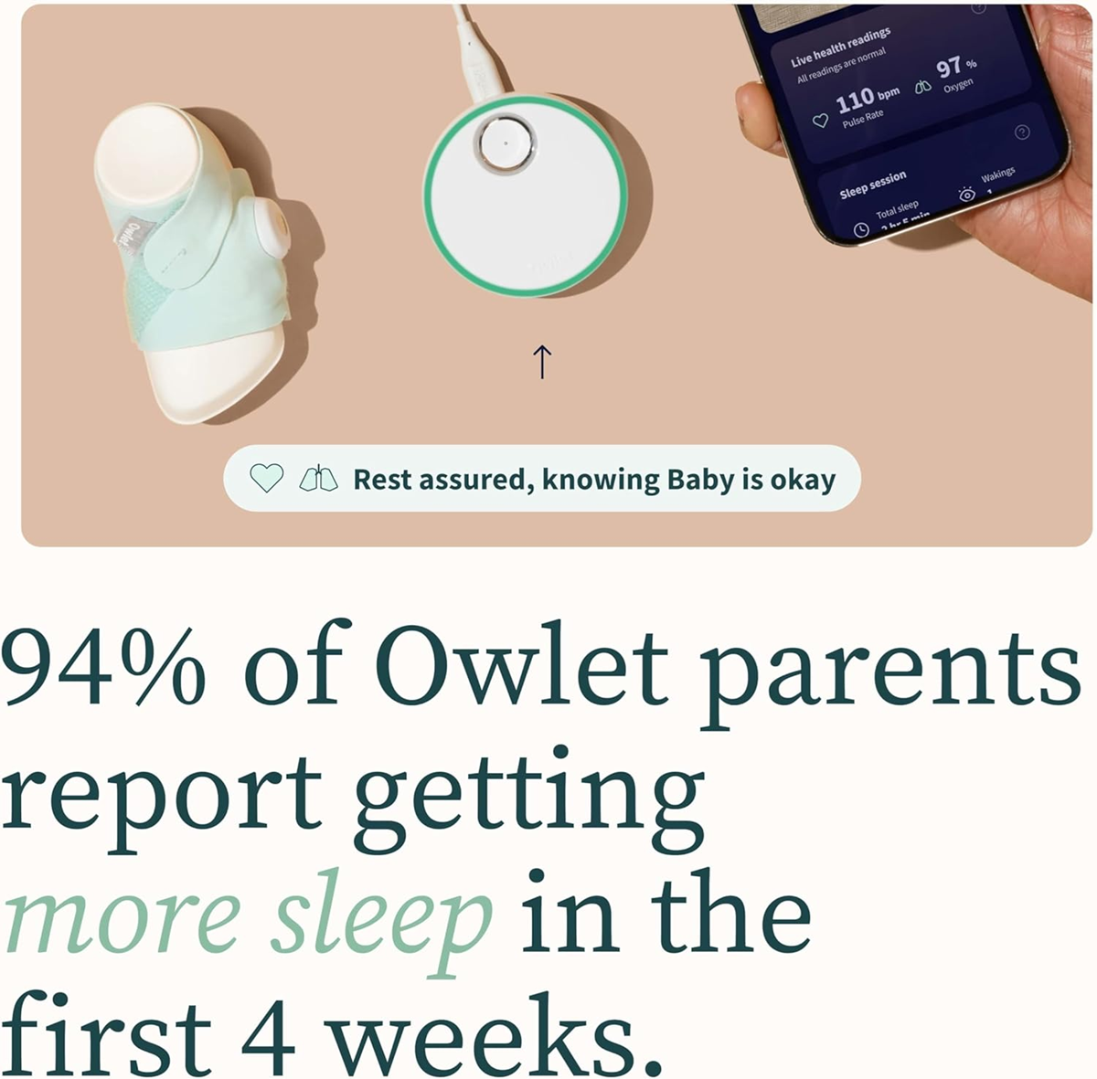 OWLET DREAM SOCK Pulsoximeter und Pulsmesser 2-in-1 für Babys 0-18 Monate