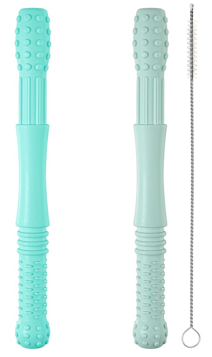 HOPTON Silikon-Beißring-Massager 2 Stück + Reinigungsbürste 16,8 cm