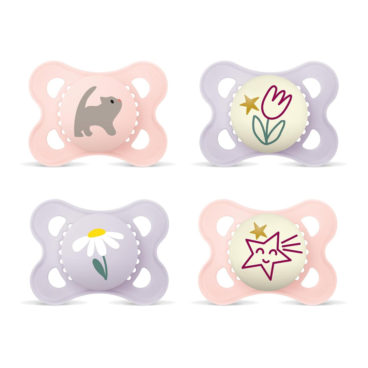 MAM Original Day&Night pacifiers 0–6m x4 GLOW-IN-THE-DARK