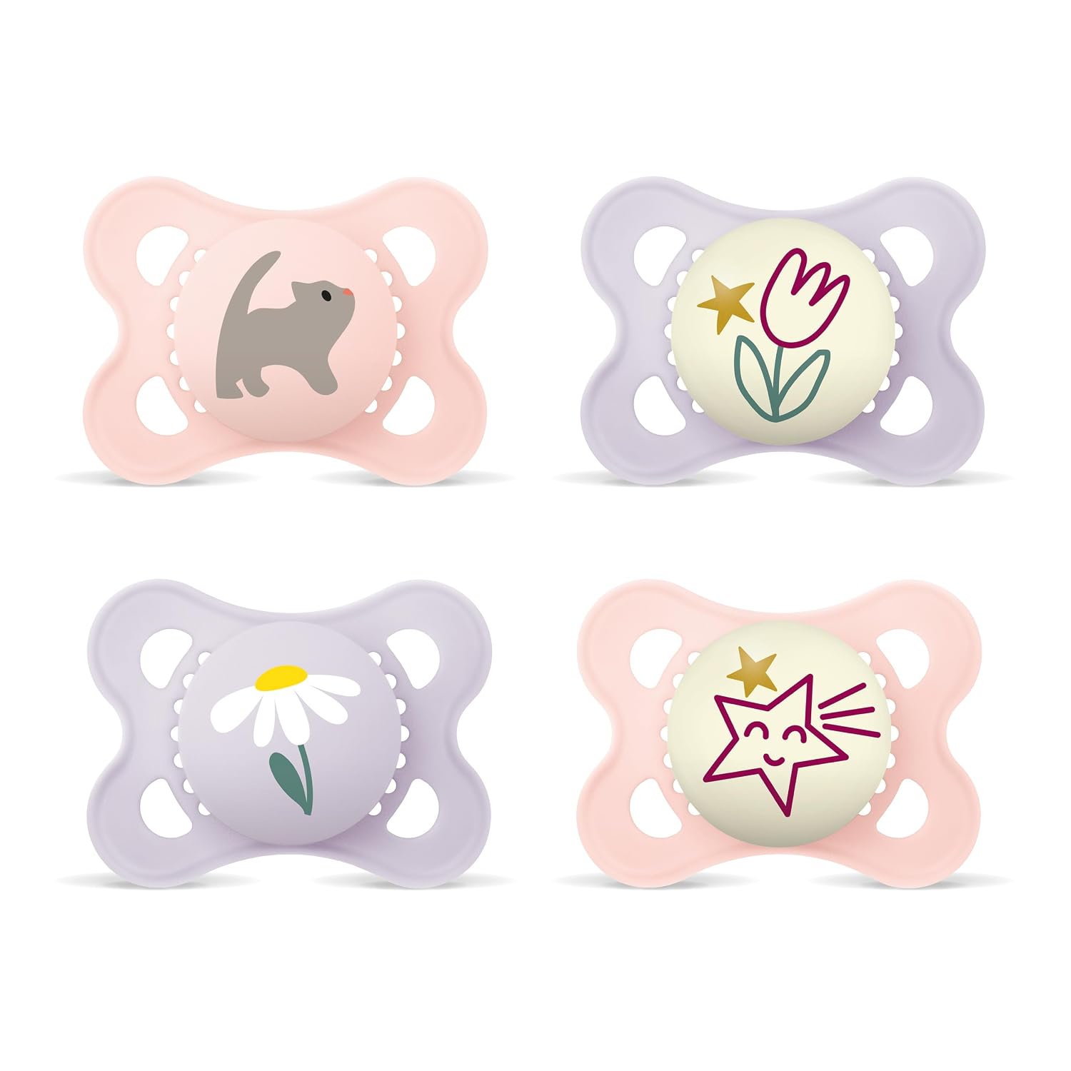 MAM Original Day&Night pacifiers 0–6m x4 GLOW-IN-THE-DARK