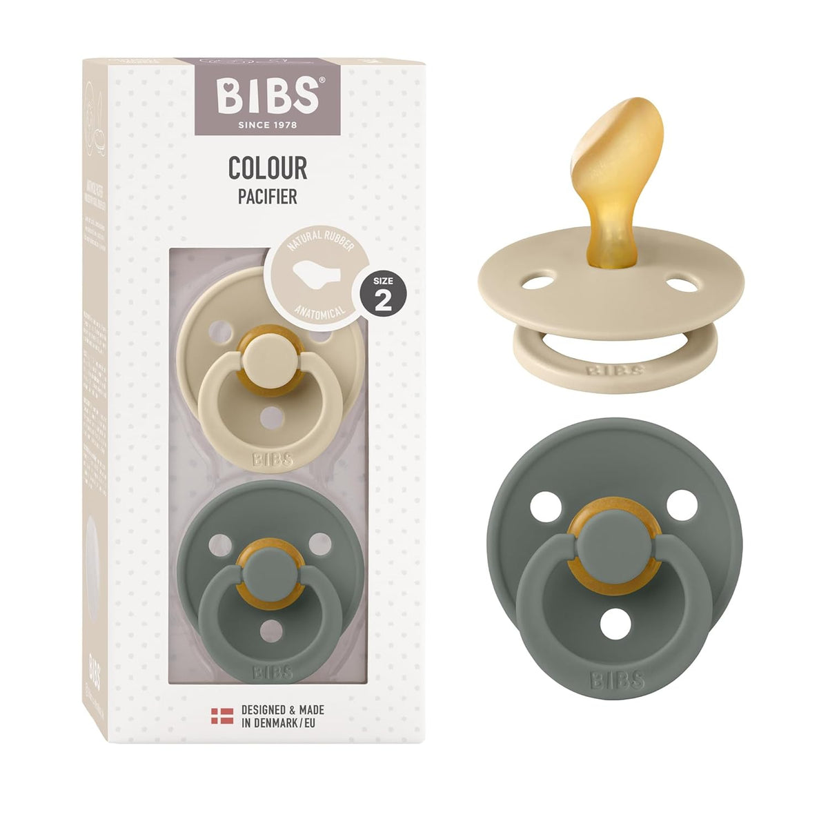 BIBS Colour Schnuller 2er-Pack Naturkautschuk 6m+ ANATOMISCH