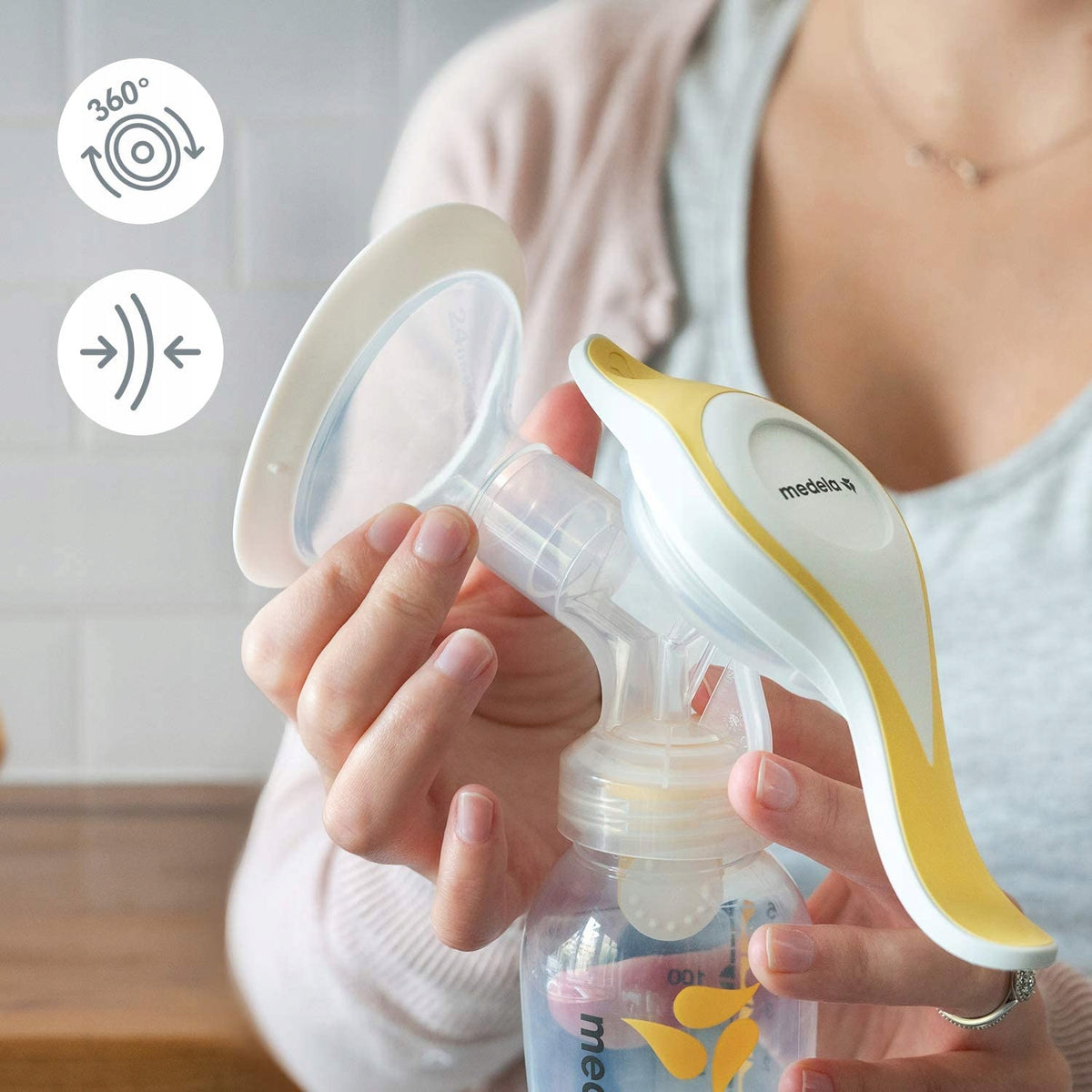 MEDELA Harmony Flex laktator ręczny 2fazowy, kompaktowy żółto-biały laktator ręczny z technologią 2-Phase Expression