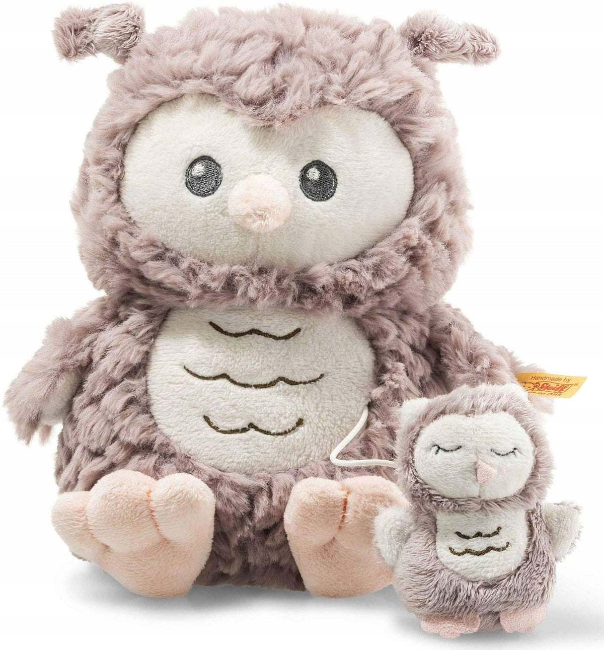 STEIFF Sowa Ollie przytulanka z pozytywką 21 cm, pluszowa sowa brązowo-beżowa dla dzieci 3 m+