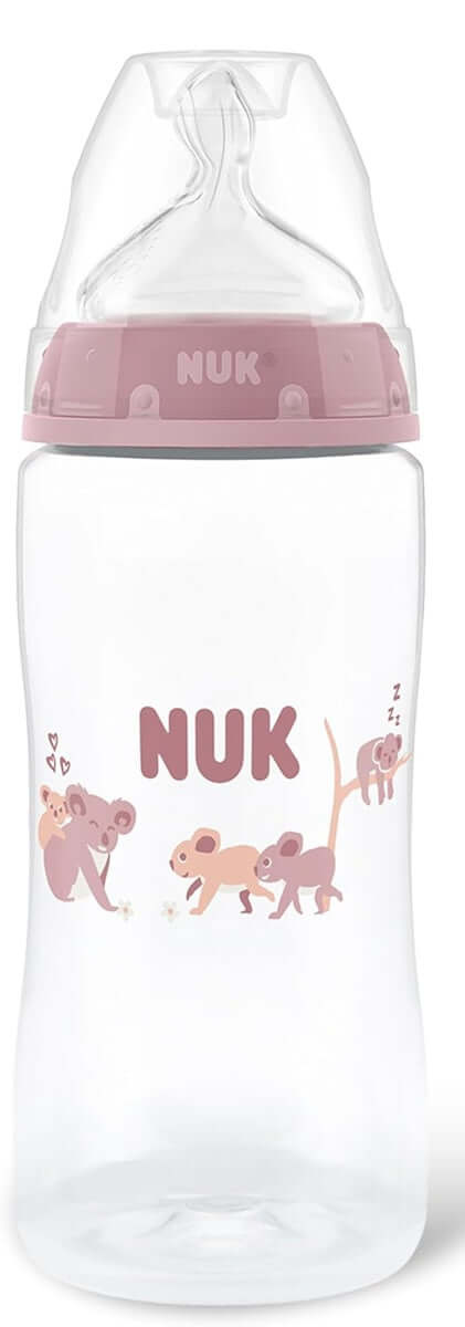 NUK First Choice+ butelka 300 ml smoczek M średni przepływ wskaźnik temperatury, różowa, antykolkowa