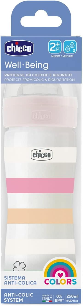 CHICCO Well-Being biberon de 250 ml 2m+ cu debit mediu