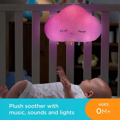 FISHER PRICE senna chmurka usypiacz lampka różowa przytulanka z muzyką, dźwiękami i światłem dla niemowląt 0+