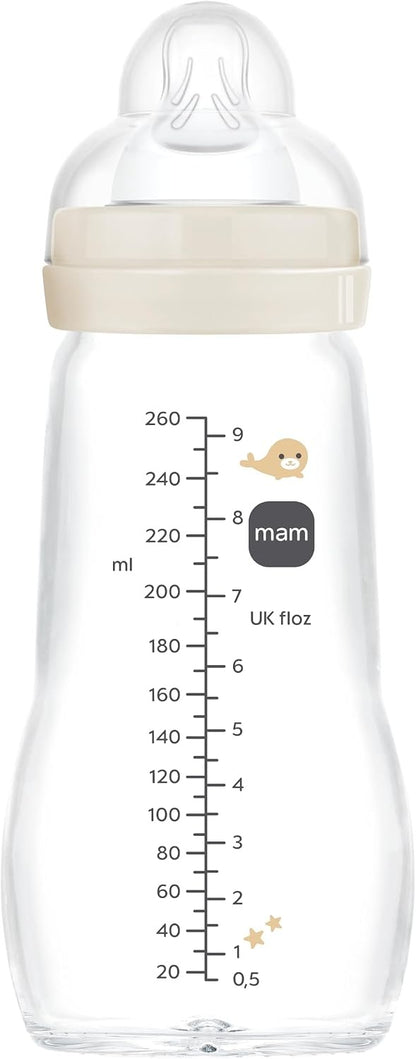 MAM Feel Good Glasflasche 260 ml 2 M+ Sauger 2 MEERESTIERE
