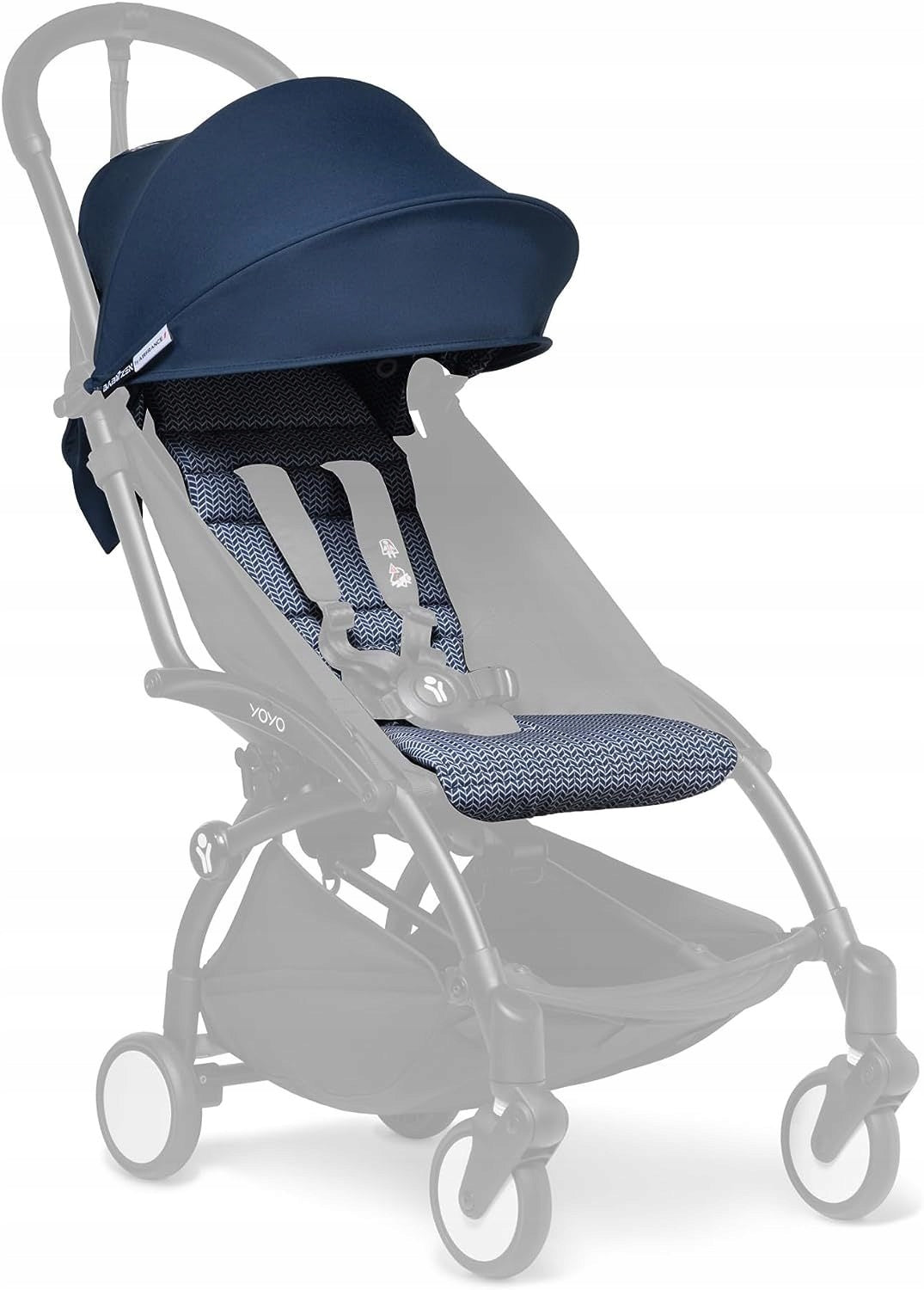 BABYZEN YOYO 6+ tapicerka do wózka YOYO w kolorze granatowym, zestaw z daszkiem i wkładką