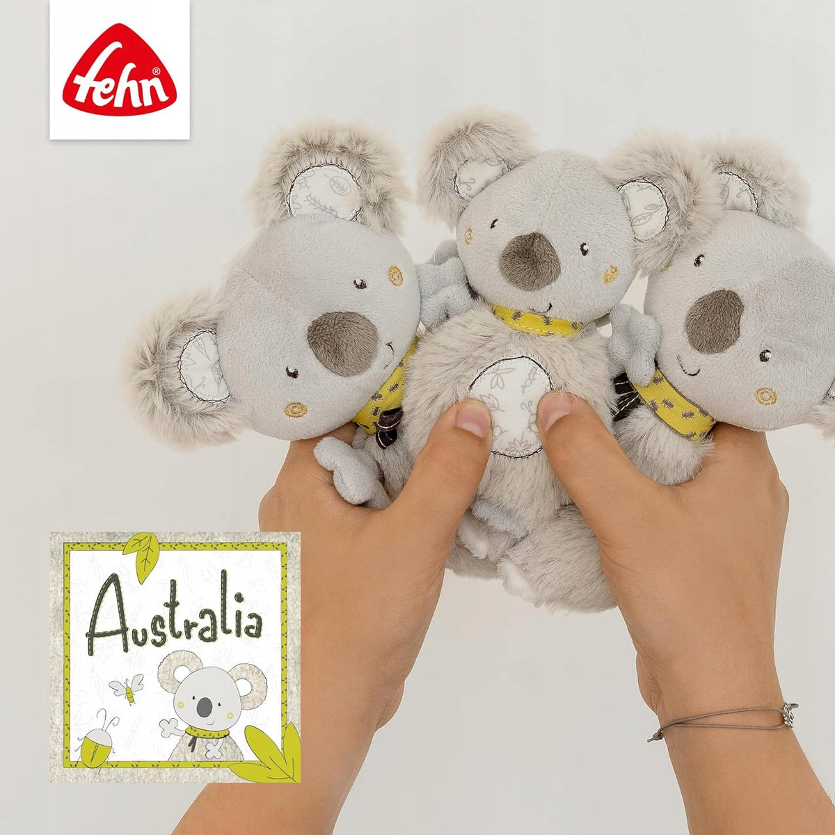 FEHN pluszowy KOALA TERMOFOR, szary miś koala z pestkami winogron, termofor dla dzieci