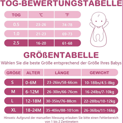 MOSEBEARS Schlafsack 2,5TOG 0-6Monate S