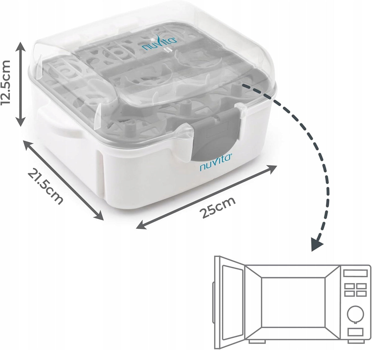 NUVITA 1085 Mikrowellensterilisator für 3 Flaschen und Zubehör
