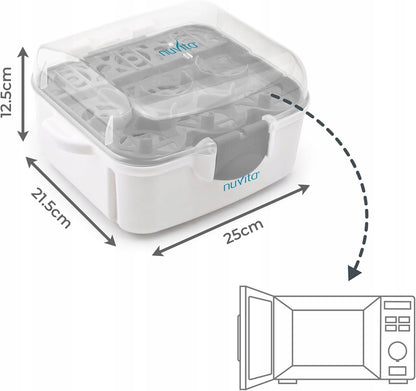 NUVITA 1085 Mikrowellensterilisator für 3 Flaschen und Zubehör