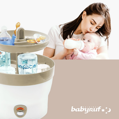 BABYRUF BS29 elektrischer Dampfsterilisator für 6 Flaschen in 11 Min. + Zange