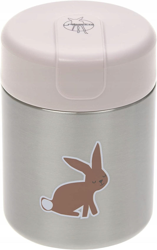 LASSIG Food Jar TERMOS OBIADOWY stal nierdzewna 315 ml, różowy termos obiadowy z motywem królika