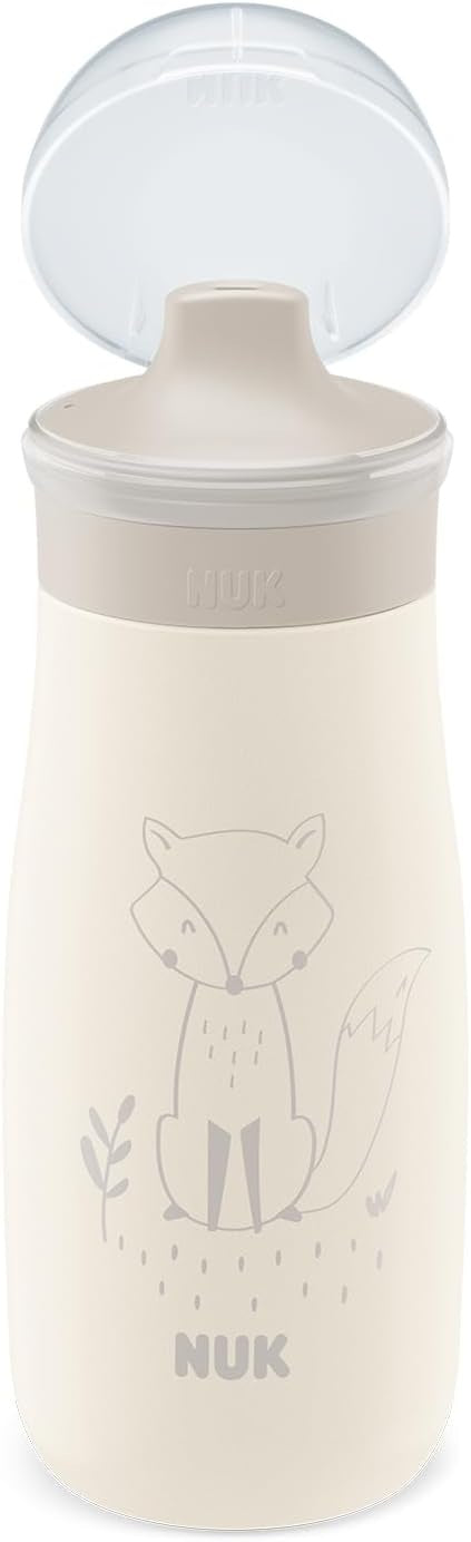 NUK Mini-Me Sip Edelstahlflasche mit festem Trinkhalm 300 ml 9 M+ FUCHS