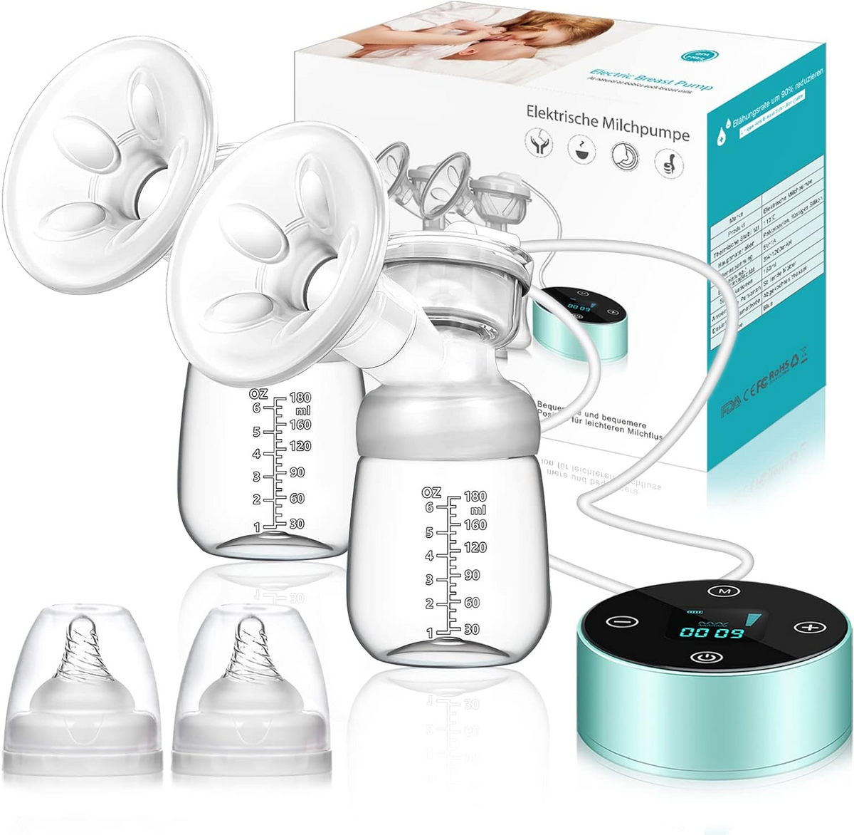 PIAEK dubbel elektrisk bröstpump BPA FREE