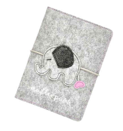 BABY CHEEK Filz-Mutterpasshülle ELEFANT 13,5 x 19,5 cm