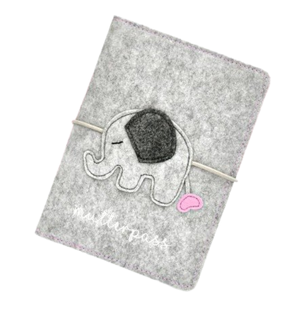 BABY CHEEK Filz-Mutterpasshülle ELEFANT 13,5 x 19,5 cm