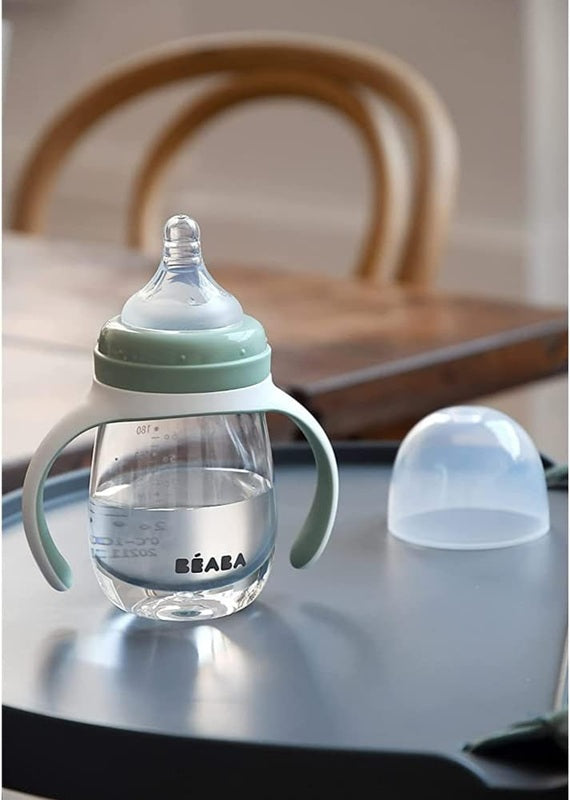 BEABA Training Bottle 2-in-1 sippy cup with two spouts, 210 ml, 4+ months