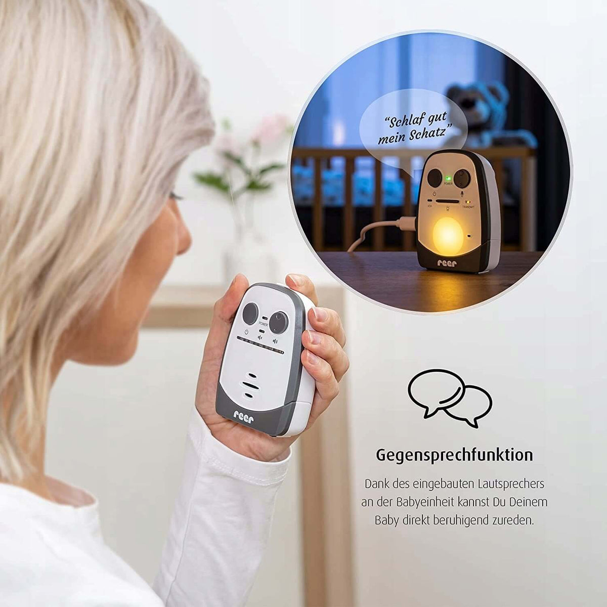 REER Cosmo niania elektroniczna cyfrowa 600m z funkcją rozmowy dwukierunkowej i lampką nocną