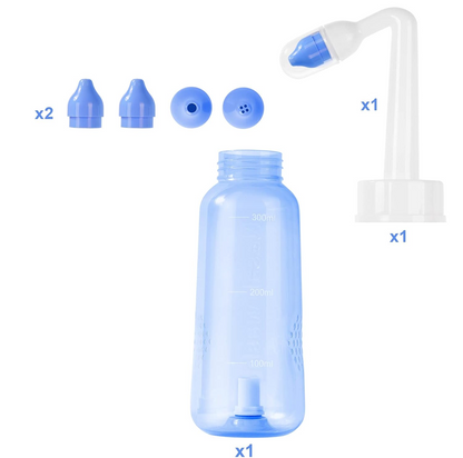 URAQT Neti Pot Nasenspüler für Kinder und Erwachsene, 2 Aufsätze, 300 ml