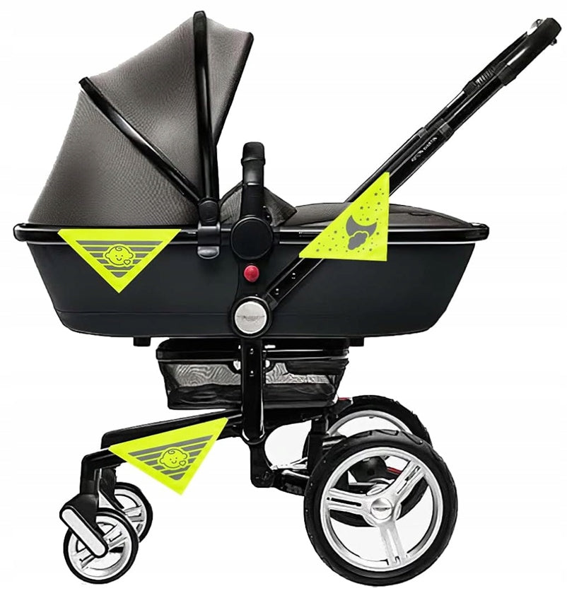 VELOTA Klett-Reflektoren für Kinderwagen 12 x 12 cm 4 Stück DINOSAURIER