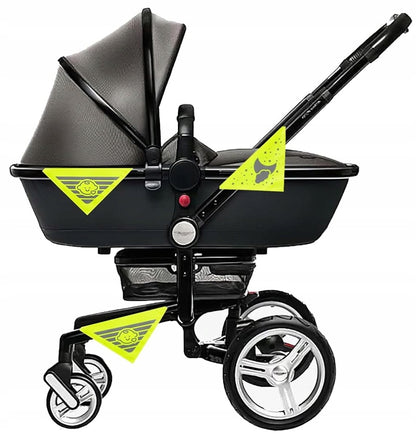 VELOTA Klett-Reflektoren für Kinderwagen 12 x 12 cm 4 Stück DINOSAURIER