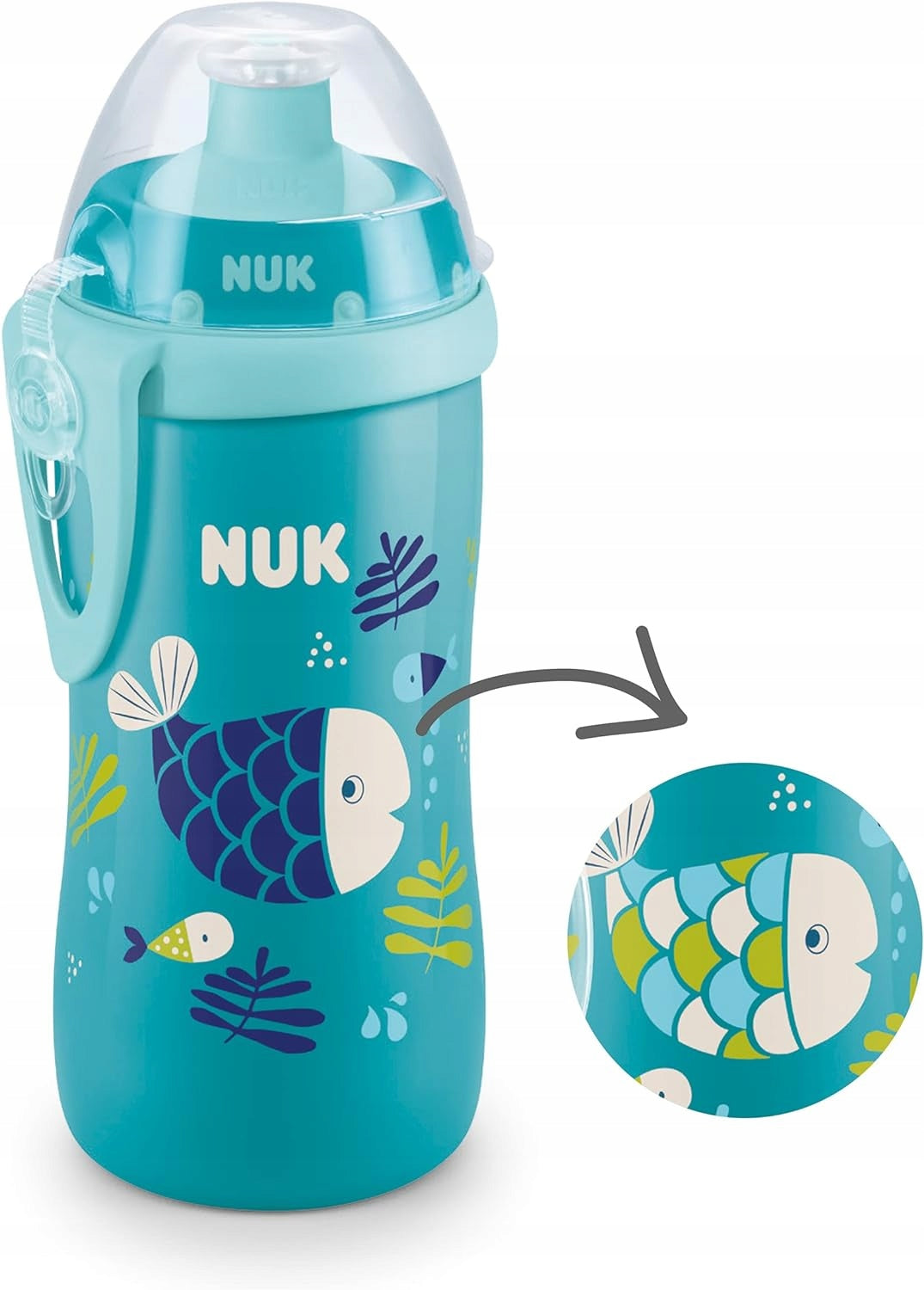 NUK Junior Cup BUTELKA 18 m+ ustnik push-pull 300 ml EFEKT KAMELEONA
