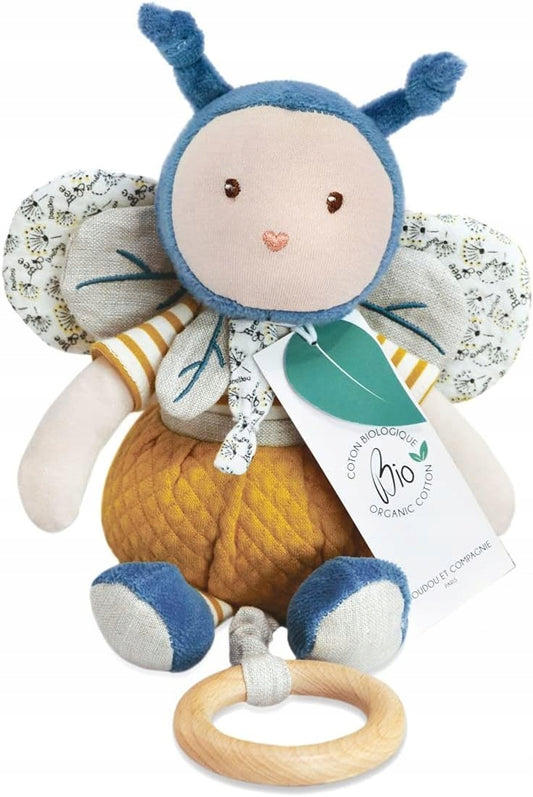 DOUDOU et COMPAGNIE Μέλι και Βαμβάκι, ΥΦΑΣΜΑΤΙΝΟ ΖΩΑΚΙ με ΜΟΥΣΙΚΗ ΚΟΥΤΙ 24 εκ.