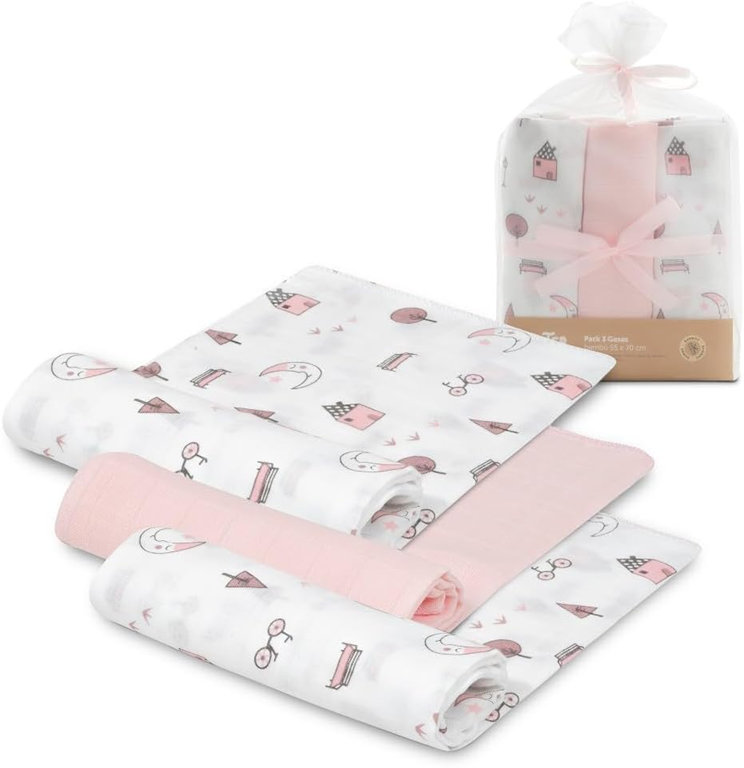 INTERBABY Mullwindeln x3 Bambus Baumwolle 55x70cm
