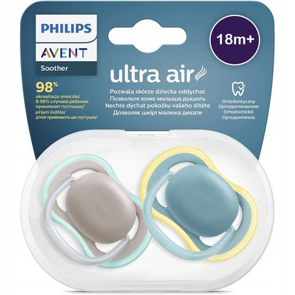 PHILIPS AVENT Ultra Air smoczki x 2 18msc+ BPA-free z etui, ortodontyczne, modne kolory