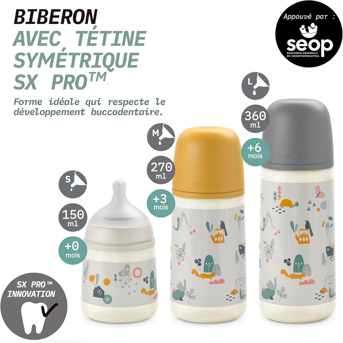 SUAVINEX Babyflasche mit symmetrischem SX PRO Sauger 360ml 6m+