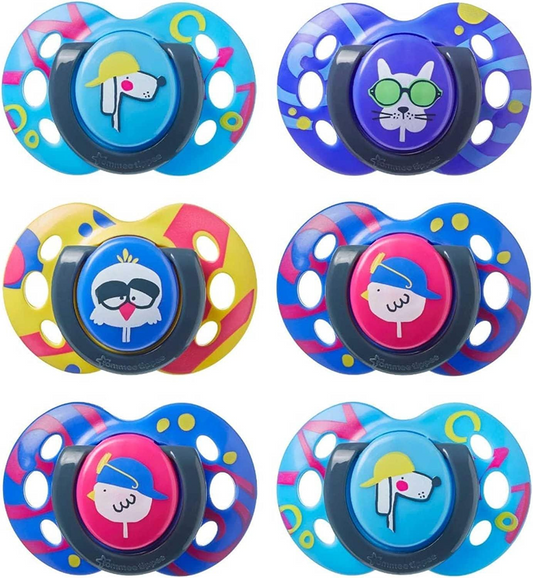 TOMMEE TIPPEE symmetrical silicone pacifiers x6