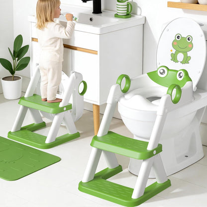 COOSEYA WC-Sitz mit integrierter Leiter 2-in-1 Frosch