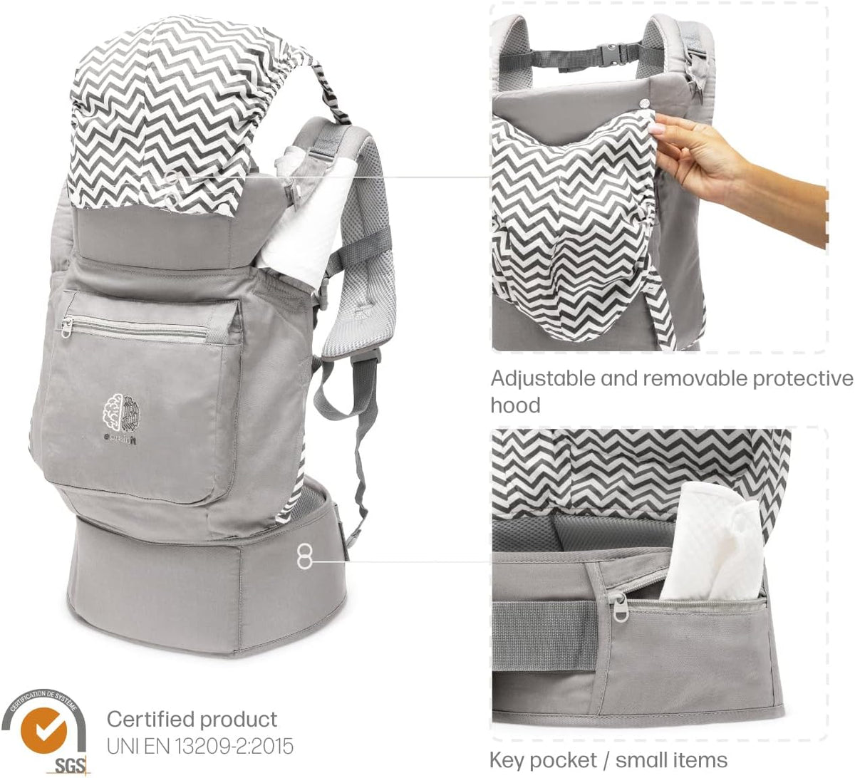 EBRAINIT ergonomische Babytrage mit Netz ab 4 Monate bis 20kg